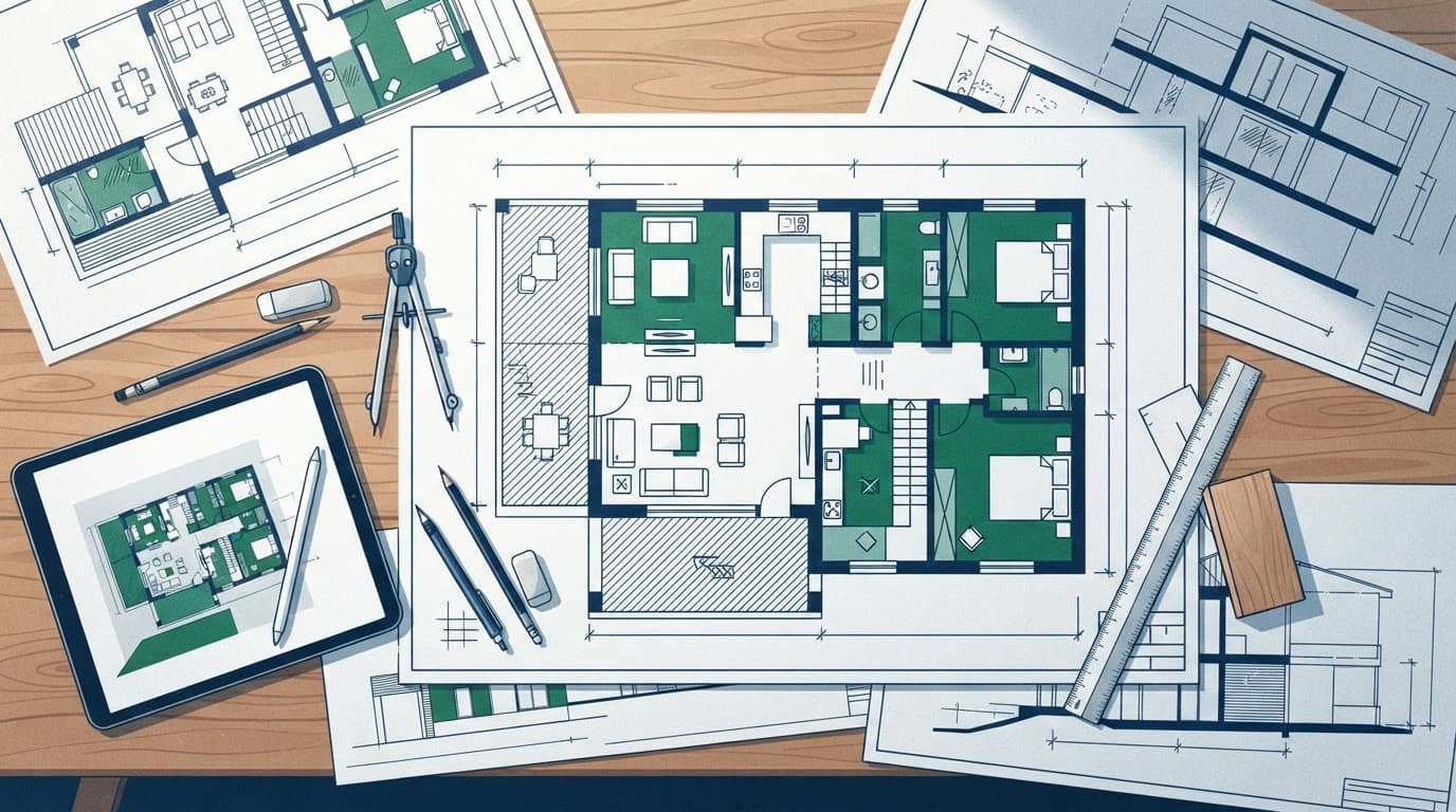 architectural planning documents for a home renovation