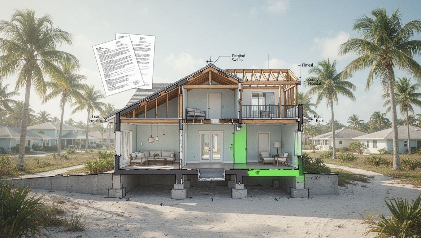 Structural plan for a coastal home's foundation and upper level.