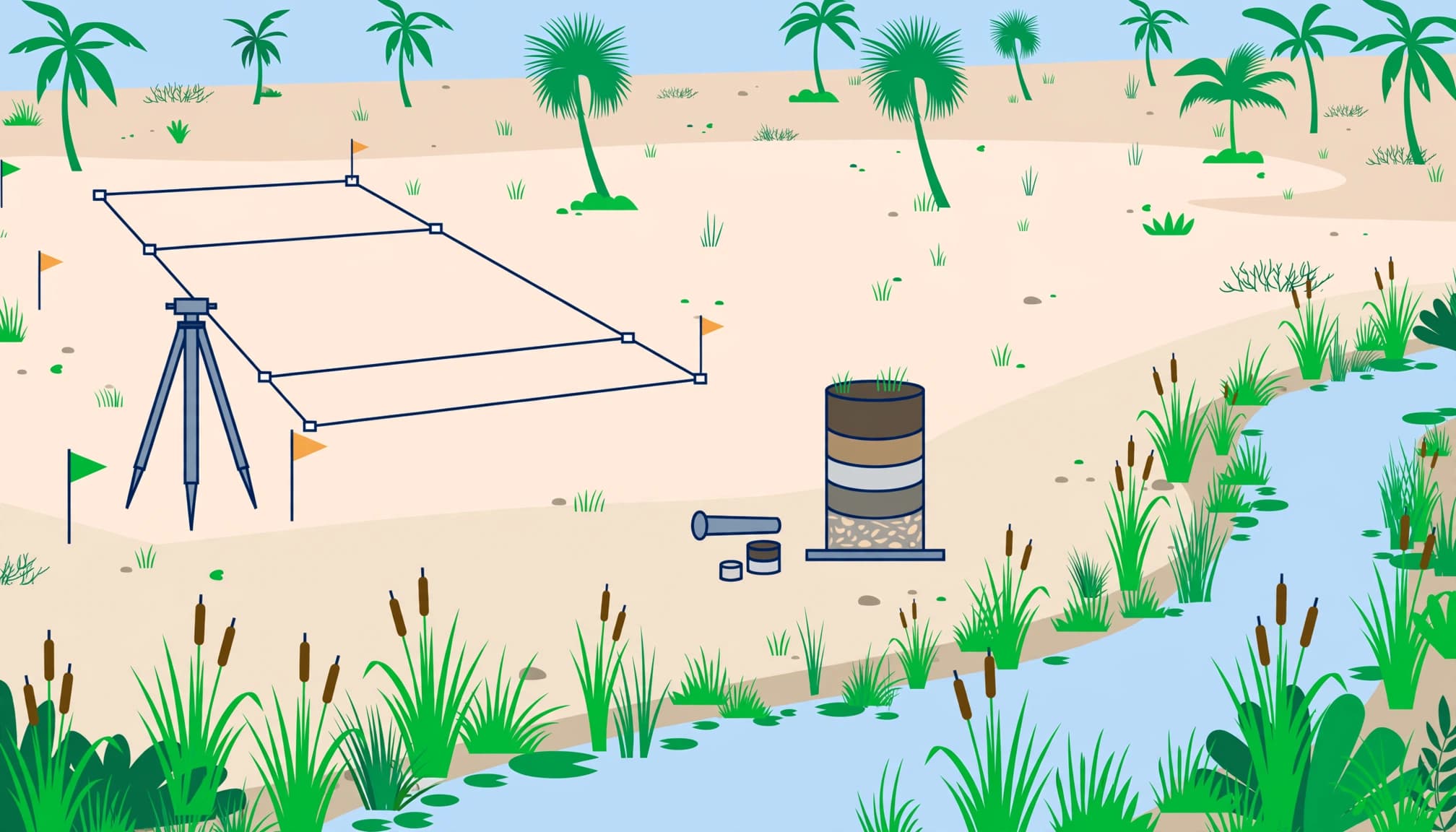 Surveying and soil evaluation for residential site preparation on a Southwest Florida lot