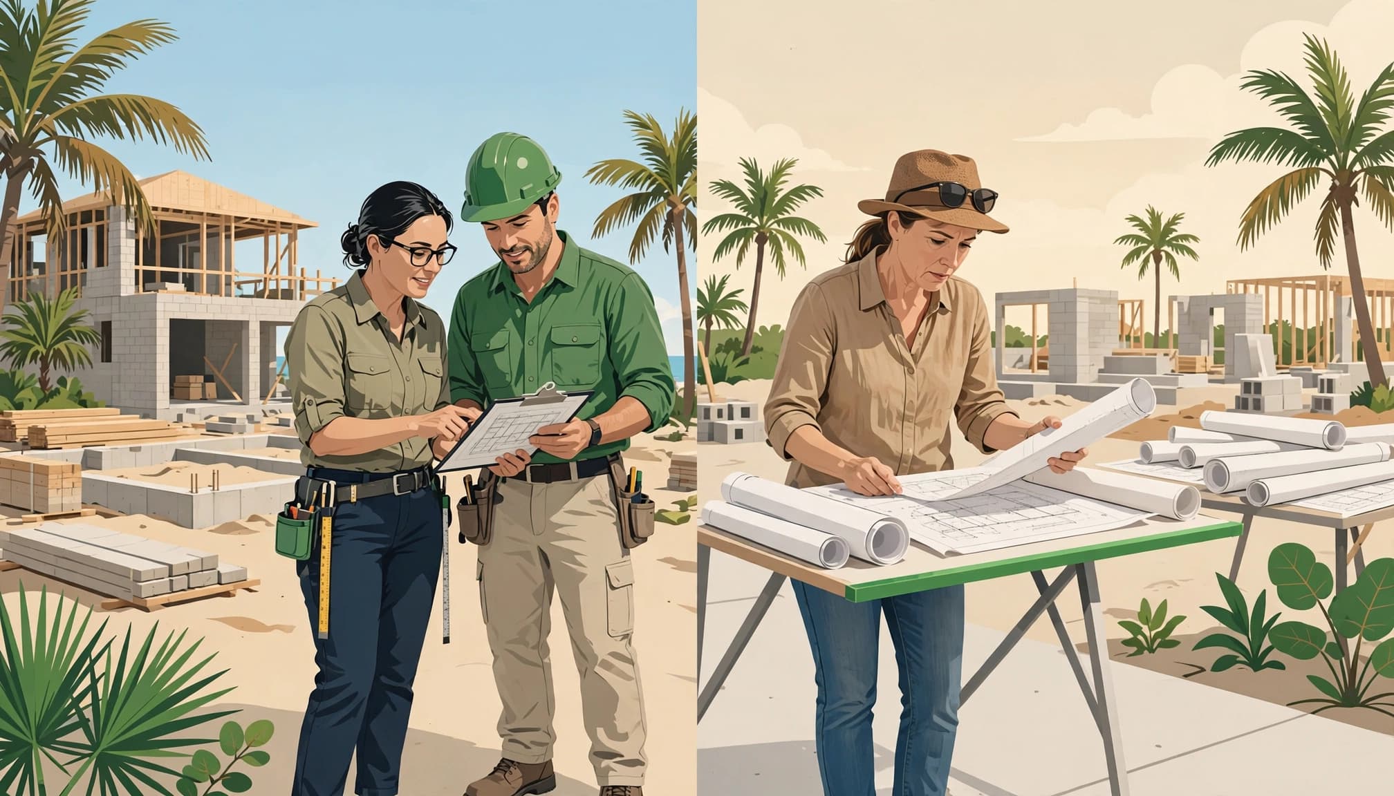Design-build vs architect-bid-build comparison at a coastal Florida home site.